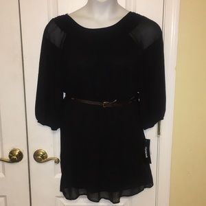 MyMichelle Black  smocked neck3/4 sleeve tunic M